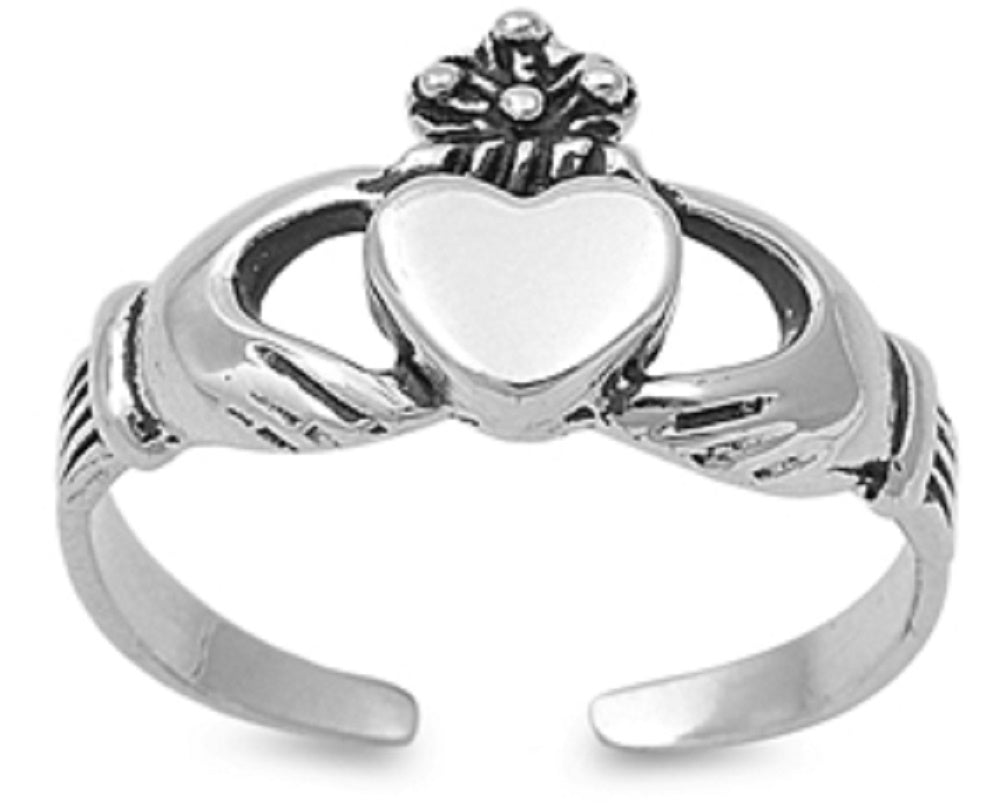 .925 Sterling Silver Toe Ring - Claddagh 8mm