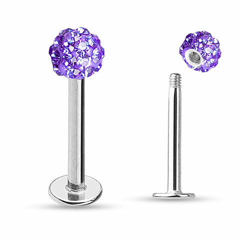 Labret Monroe Crystal Paved Ferido Ball 316L Surgical Steel Chin 16G 5/16
