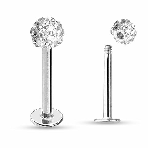 Labret Monroe Crystal Paved Ferido Ball 316L Surgical Steel Chin 16G 5/16