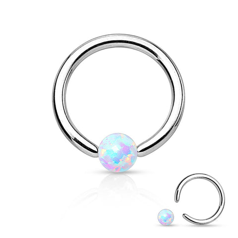 Eyebrow Synthetic Opal Ball 316L Surgical Steel Captive Bead Ring