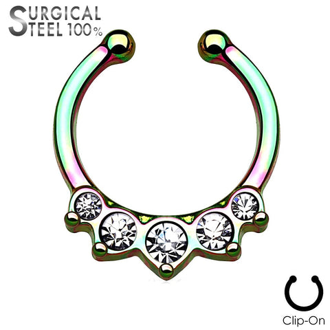 Septum All 316L Surgical Steel Fake Septum Hanger 5 Crystal Set