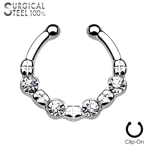 Septum All 316L Surgical Steel Fake Septum Hanger 4 Crystal Set