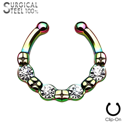 Septum All 316L Surgical Steel Fake Septum Hanger 4 Crystal Set