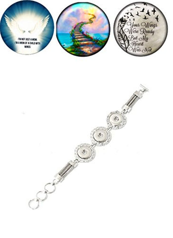 Lobster Toggle Clasp Multi Snap Bracelet Fits 3 18mm Snap Buttons CZ (Child Beareavement)
