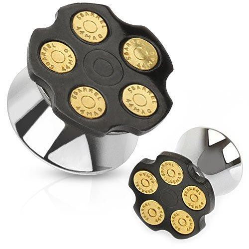 Earrings 316L Surgical Steel Double Flared Loaded Gun Cylinder Plug - Sold as...