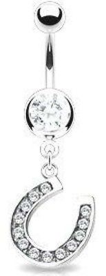 Body Accentz Belly Button Ring Navel Horseshoe Body Jewelry 14 Gauge horse shoe