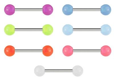 Body Accentz&trade; 6 Glow in the Dark Acrylic Tongue Ring 14g - In Assorted ...