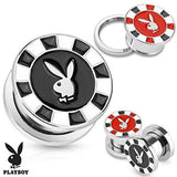 Earrings Rings Playboy Bunny Poker Chip 316L Surgical Steel Screw Fit Plug - ...