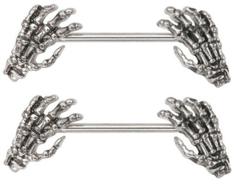 Body Accentz Nipple Ring Skeleton Hands bar body Jewelry sold as Pair 14g