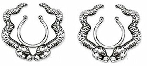 Nipple Rings non pierce pair Non-Piercing Clip On Nipple Ring / Snake Cobra pair
