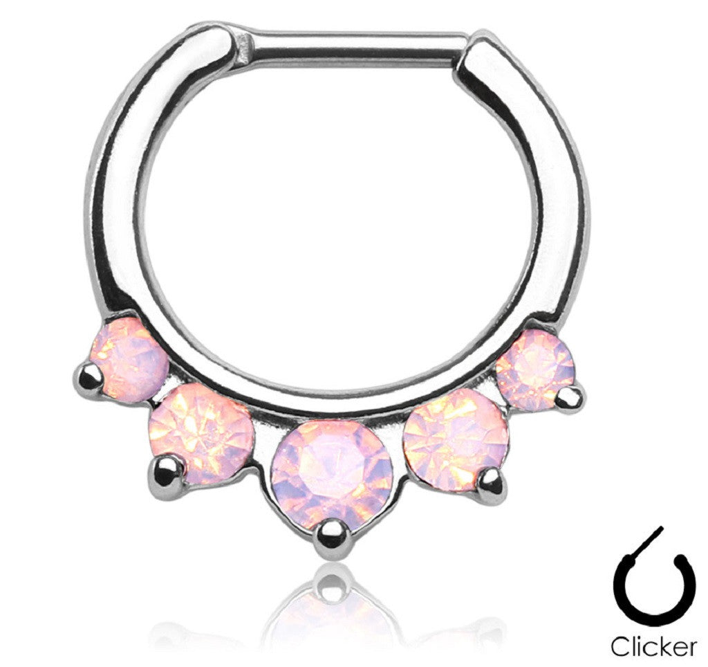Five Pronged Opalites 316L Surgical Steel Septum Clicker Ring [Jewelry]