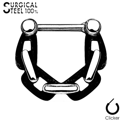Linked chain Casted All 316L Surgical Steel Septum Clickers 16g