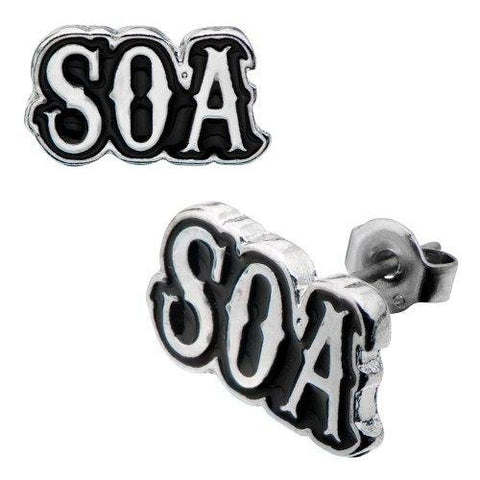 Earrings Sons of Anarchy Stainless Steel "SOA" Logo Stud Earrings