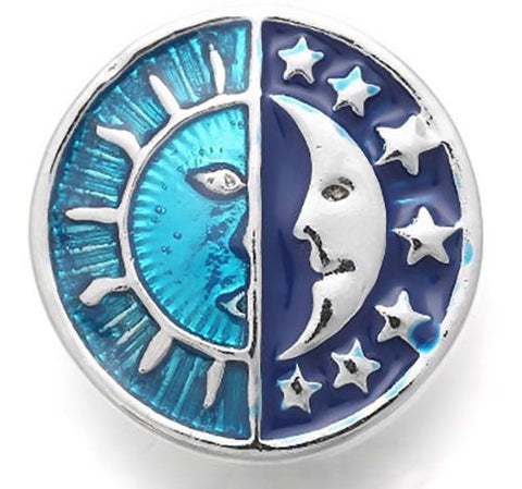 Snap button CZ Celestial sun moon stars 18mm charm chunk interchangeable