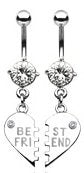 Body Accentz&reg; Belly Button Ring 316L Surgical Steel "Best Friend" Charm P...