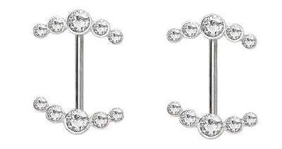Nipple Ring Bars Double Arrow CZ Body Jewelry Pair 14 gauge 5/8'' BAR Pair