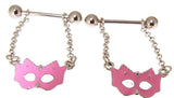 Nipple Ring Bars Mask Mardi Gra Body Jewelry Pair 14 gauge Sold as pair