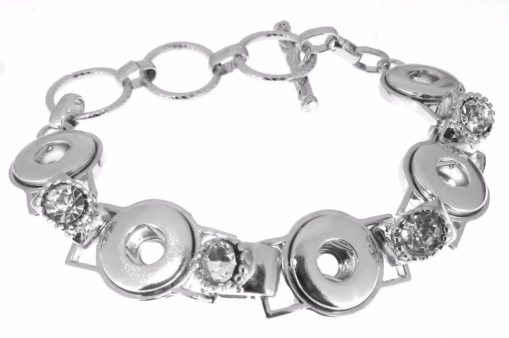 Silver Color Lobster Toggle Clasp Multi Snap Bracelet Fits Snap Buttons