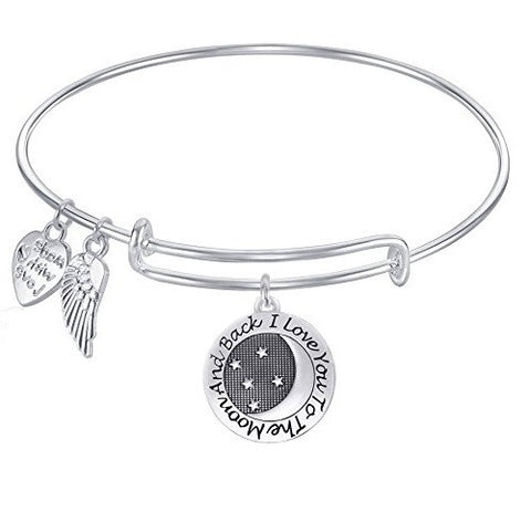 Expandable Bangle Bracelet  Made with Love   I love you to the Moon and back
