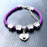 Hand Woven Rope Chain Charm Bracelet Best Friend Dog Paw Charm Bracelet for Pet Lovers
