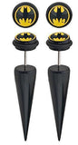 Earrings Rings Acrylic 18g Faux Tapers with Batman Logo Fronts. Sold as a pair