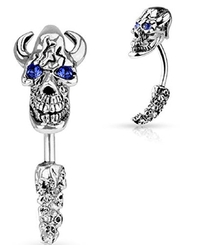 Large EyeBrow Ring Split Skull Skelton 14g curved 1 1/2" Body Accentz&reg;