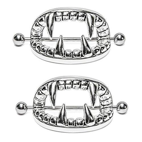 Body Accentz 14g Vampire Teeth Nipple Ring Shield sold as pair (12.5 mm inne...