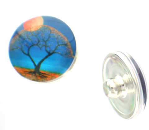 Snap glass moon light tree of life button charms Interchangable Jewelry