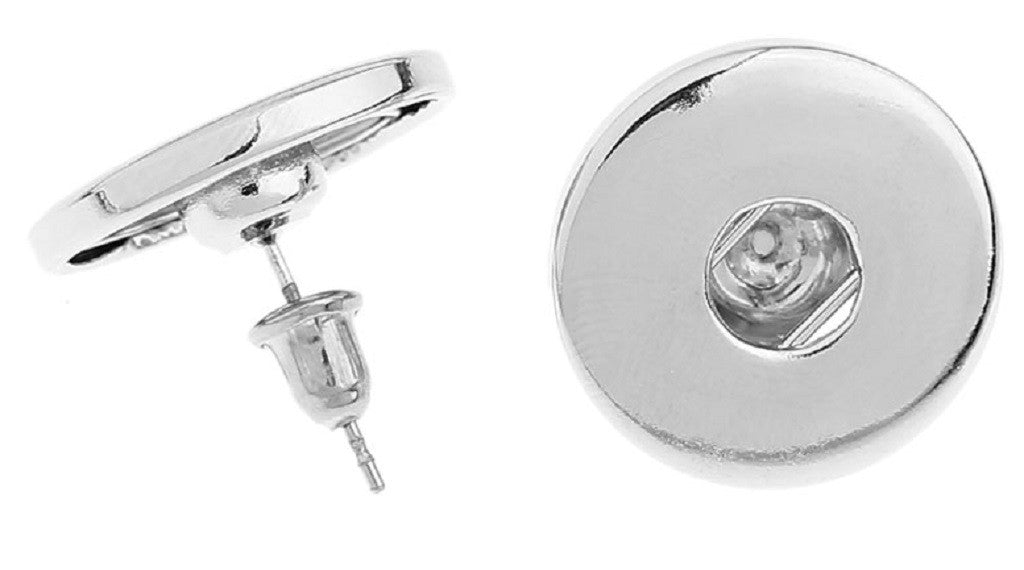 Round Earring Post Stud W/Stoppers Fits Metal Snap Press Buttons uses 18mm button RN