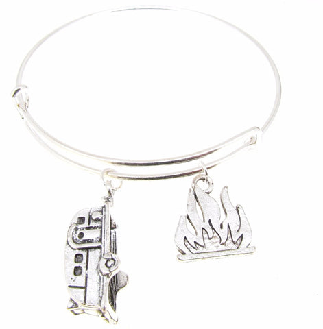 Bracelet Silver Plate Expandable Camping Campfire Camper
