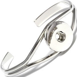 Silver Color Cuff Carved Bracelet Fits Snap Buttons  18mm