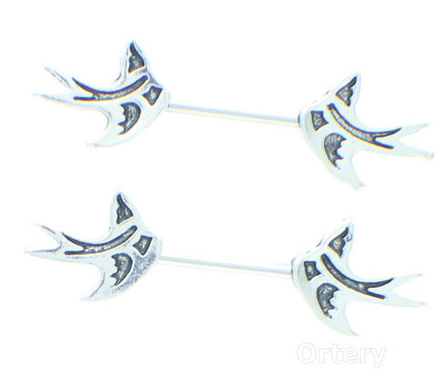 Nipple Ring Bars Sparrow Bird Dove Jewelry Pair 14g Body Accentz