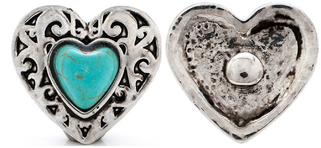 Snap Button For  Findings Turquoise Heart Snaps American Cowboy 18mm