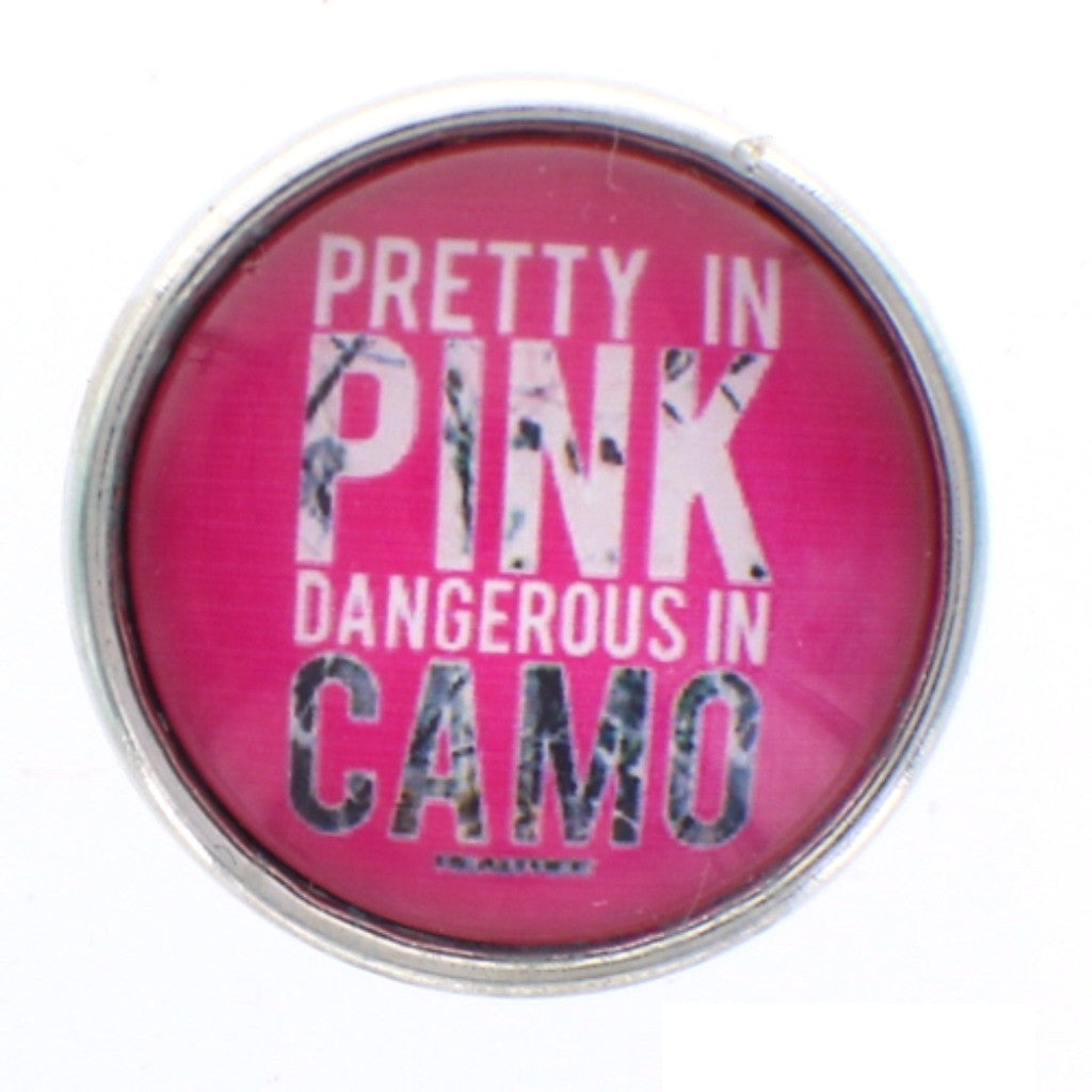 Snap glass Pink Camo button charms Interchangable Jewelry Fits 18mm