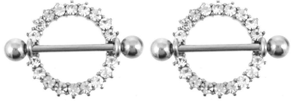 Nipple Ring Bars Drop Heart Body Jewelry Pair 14 gauge Body Piercing