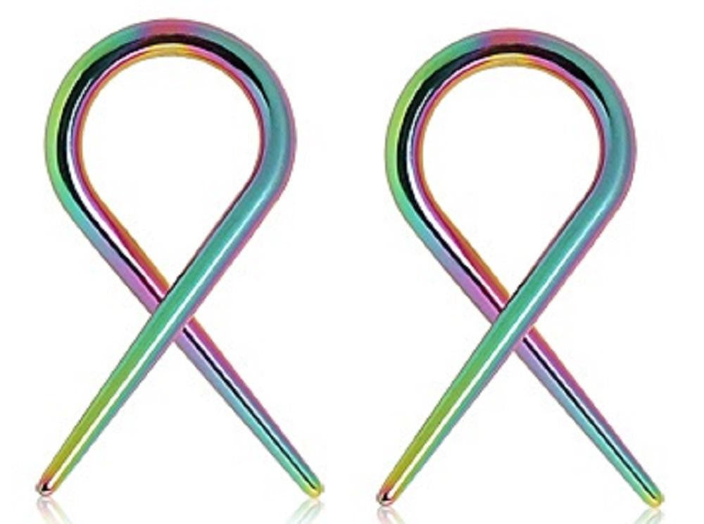 Earrings Rings 316l Surgical Steel Swirl Twist Tapers - Sold As a Pair 14g Rainbow