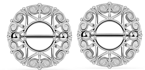 Nipple Rings Swirling Heart Tribal 316L Steel Barbell  Sold as a pair