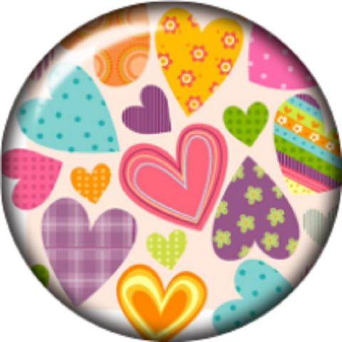 Snap button Domed Patchwork Heart Interchangable Jewelry  18mm