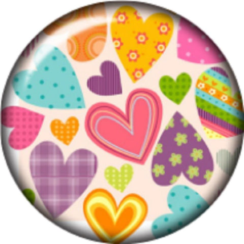 Snap button Domed Patchwork Heart Interchangable Jewelry  12mm