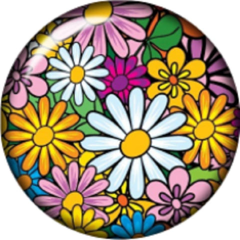 Snap button Domed Flowers Power Daisy Interchangable Jewelry  12mm