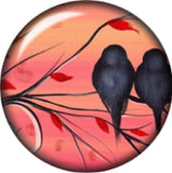 Snap button Domed Love birds Interchangable Jewelry 18mm