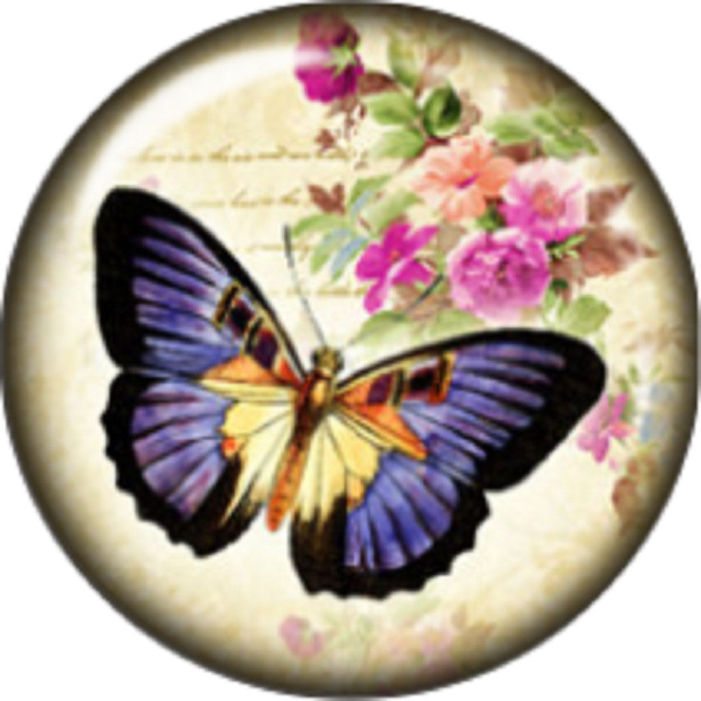 Snap button Domed Butterfly flowers Interchangable Jewelry 18mm