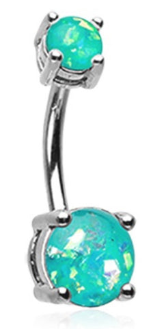 Body Accentz? Belly Button Ring Navel Opal Sparkle Prong Setting 14g