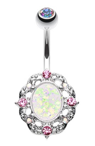 Belly Button Ring Navel Grand Florid Opal Aurora Borealis Sparkle  14g