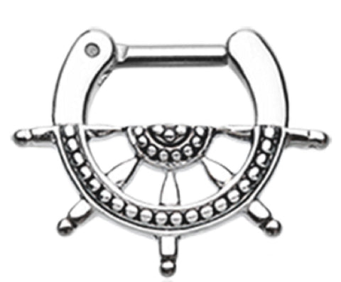 Classic Boat Nautical Wheel  Septum Clicker  Clickers 16g