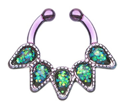 Colorline Opal Quinary Spear Fake Septum Clip-On Nose Ring