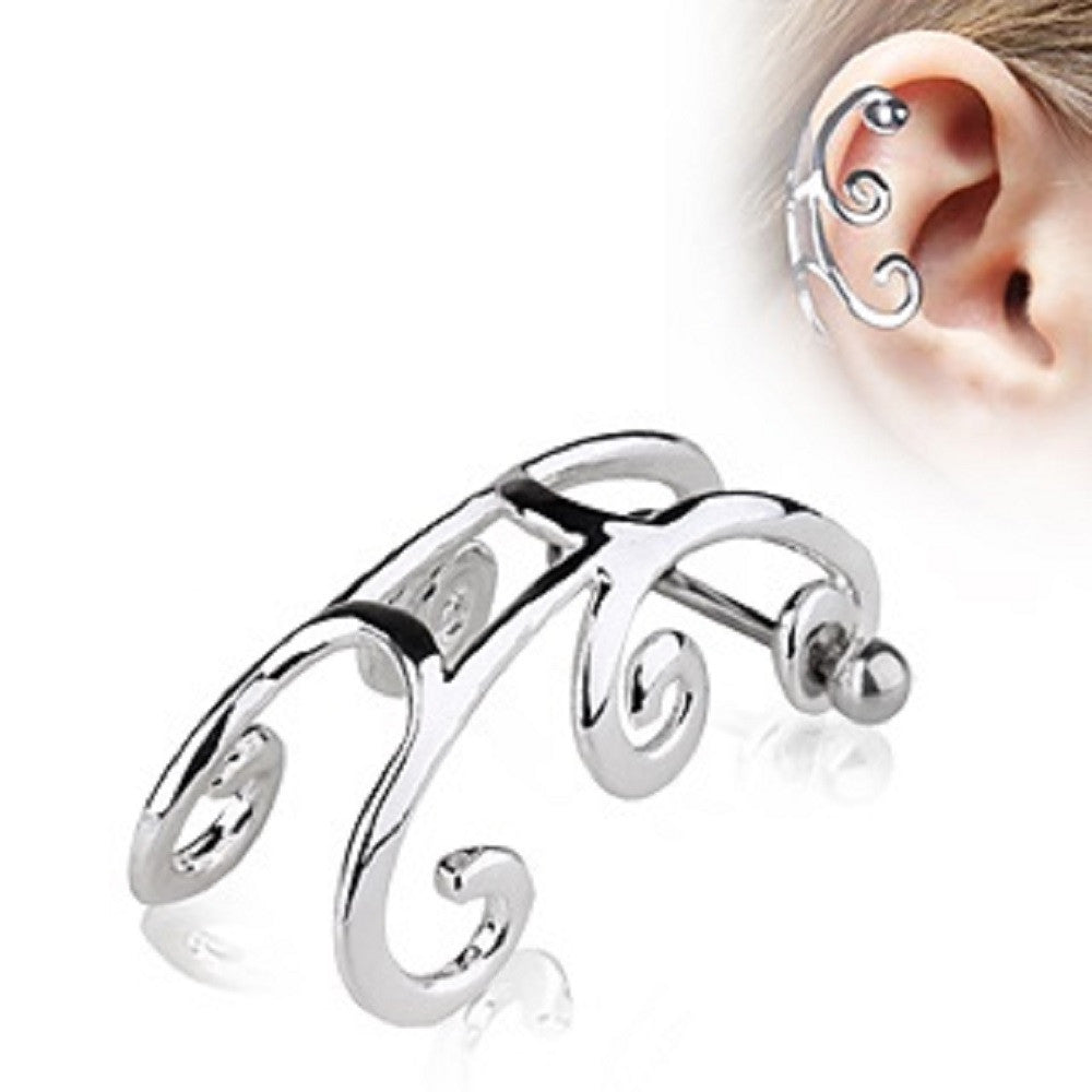 Tragus Sleigh Cartilage Earring with Gem 16g 1pc