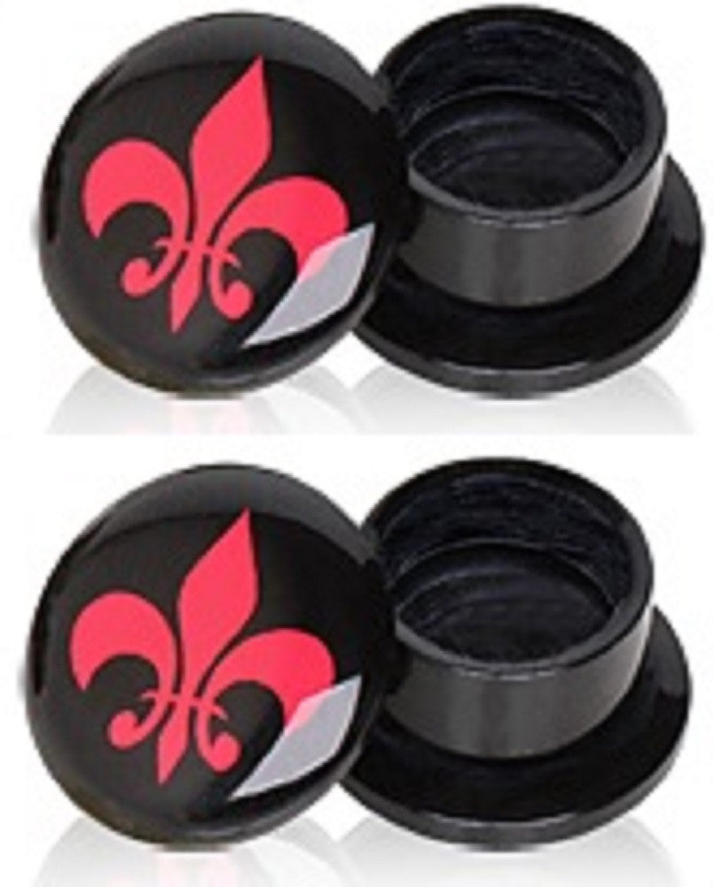 Earrings Ear plugs UV Coated Acrylic Screw Fit Plug  Fleur De Lis Logo pair 00g
