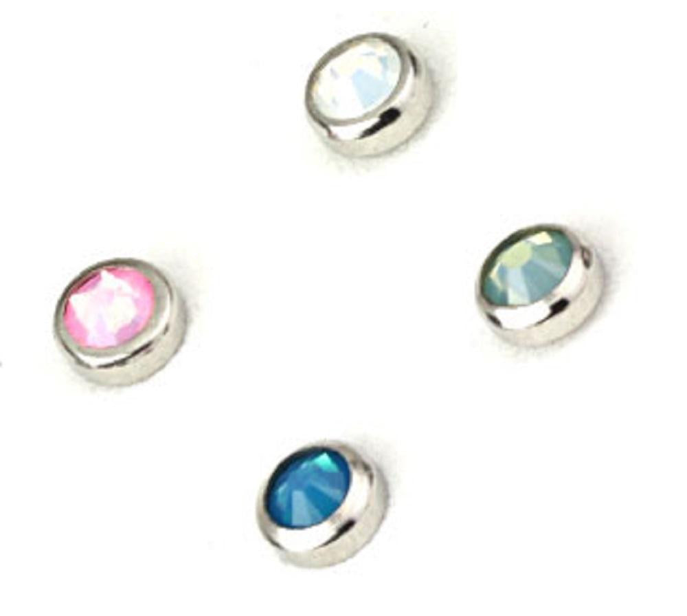 Flat Bottom Opalite Gem  Dermal Anchor Top Assorted Package Set of 4 5mm