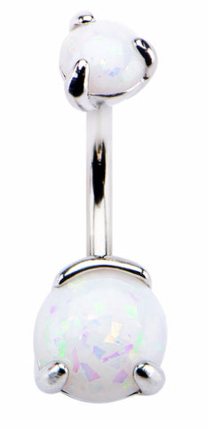 Body Accentz Belly Button Ring Navel Opalite Sparkle Prong Setting 14g